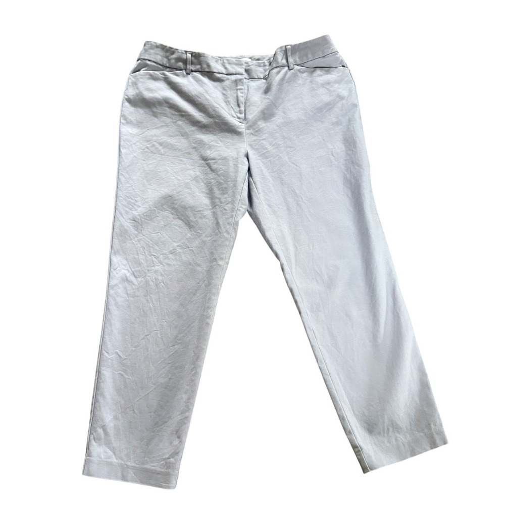 Liz Claiborne Emma Light Grey Cropped Pants Women Size 14 Stretch